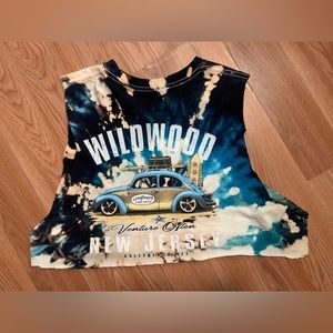Wildwood New Jersey long sleeve bleach tiedye distressed venture often crop top